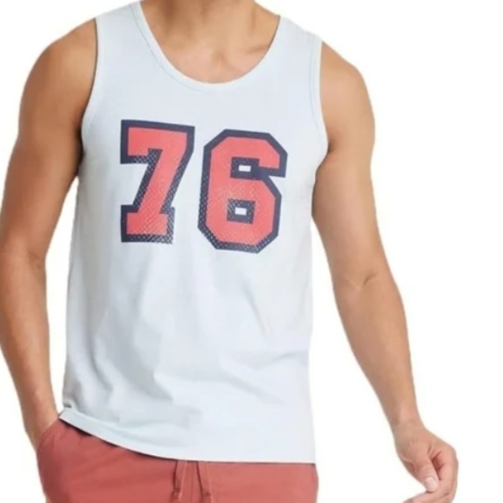 ❤️10/$13 New Goodfellow & Co White Tank Top with Red and Blue Graphic